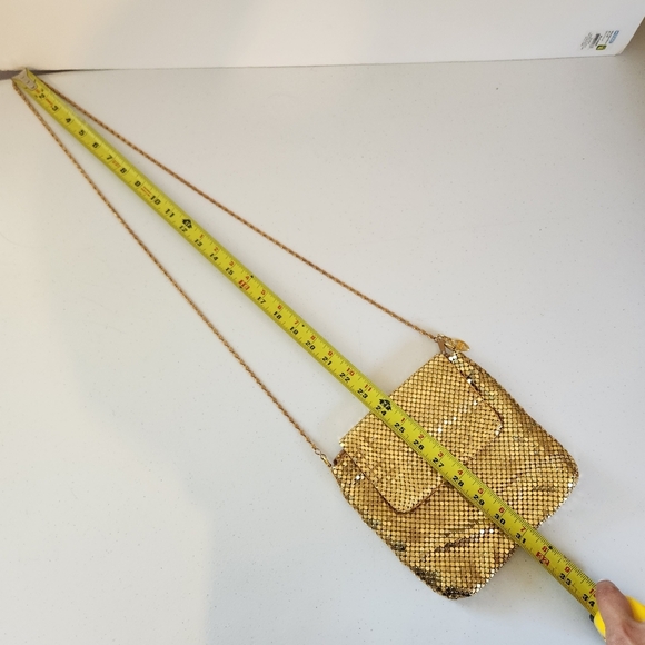 Vintage Debenhams Gold Metallic Metal Mesh Pouch Clutch Handbag Purse Party 90s - Picture 10 of 10